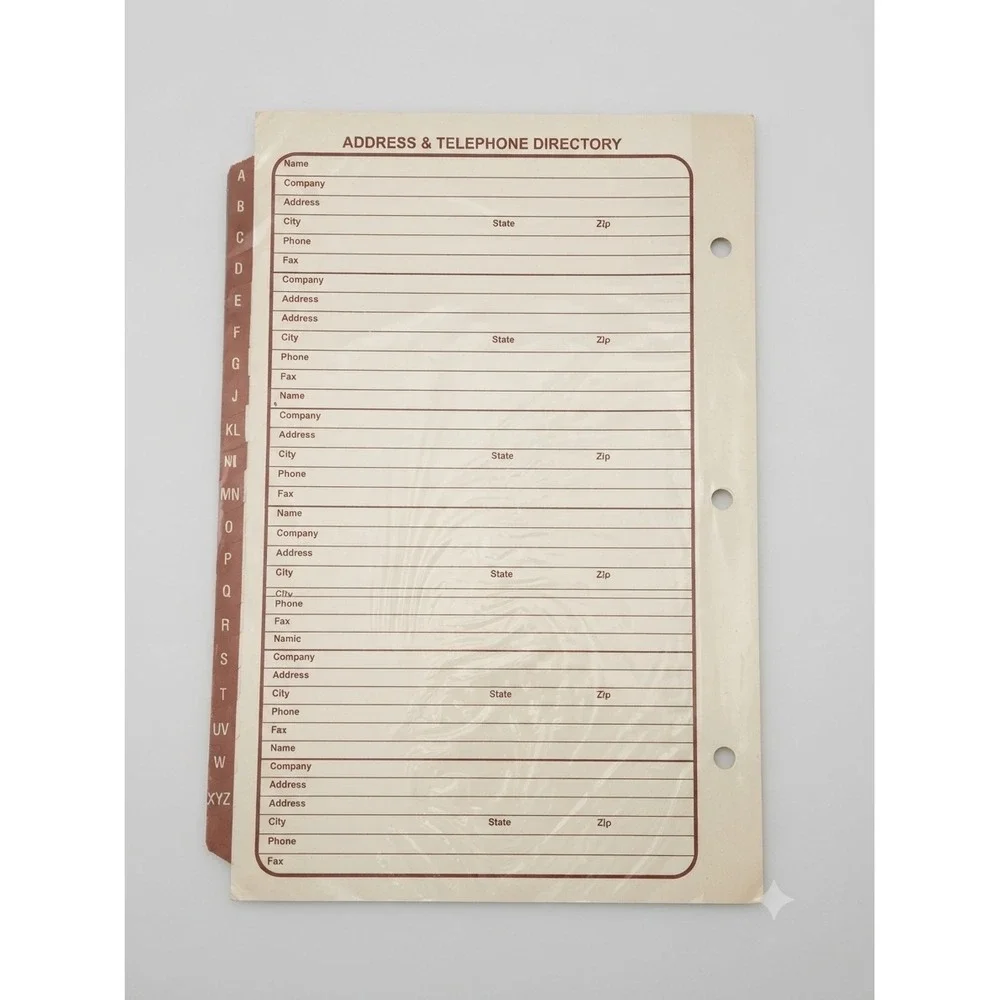 Vtg‎ Address Telephone Directory Refill A-Z Tabbed 3-Hole B07 7510-01-280-2518